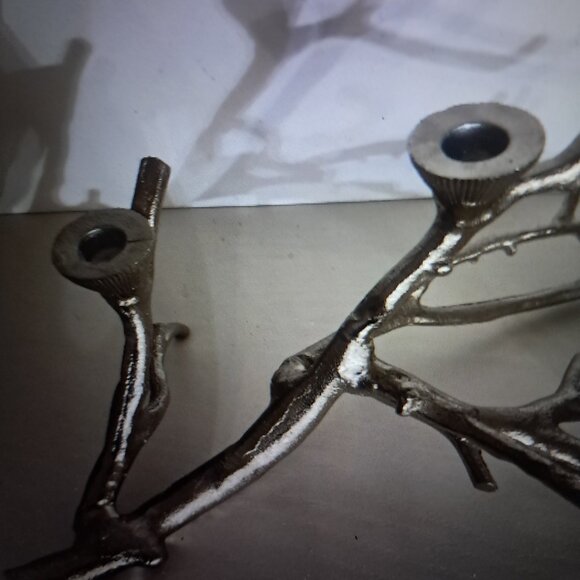 Unique Silver Tree Branch Candelabra 4 Candle Holders 23 Inches Long - Picture 7 of 10